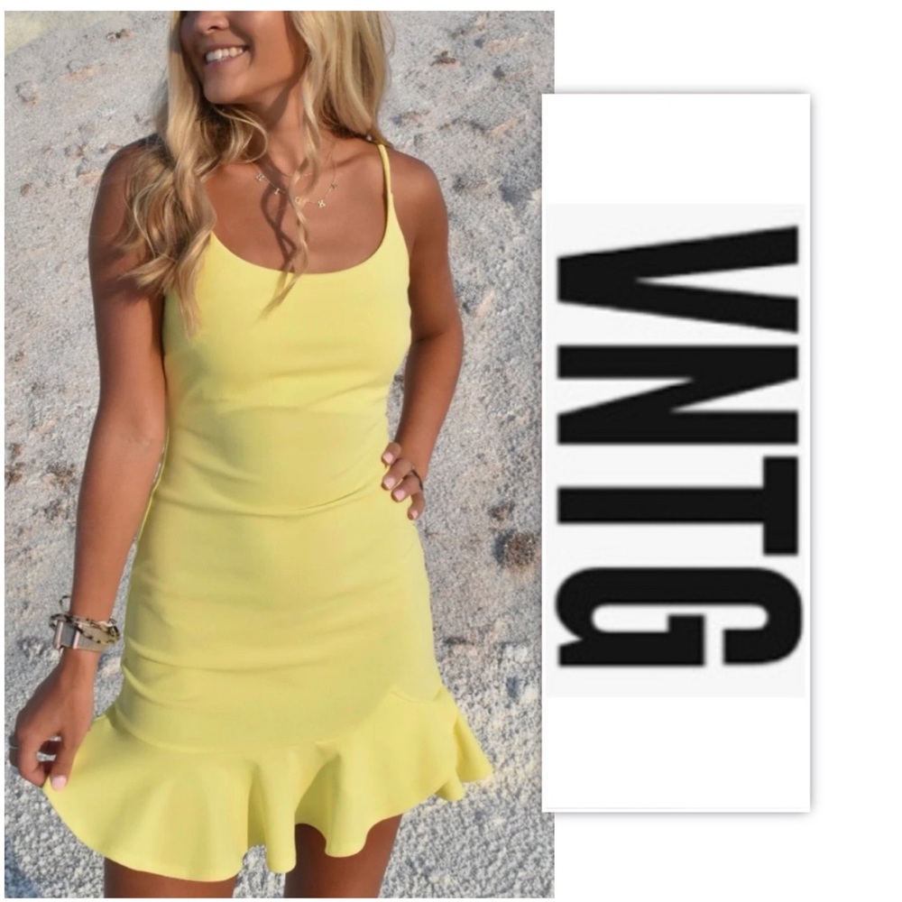 VNTG Lemon Ruffled Summer Dress